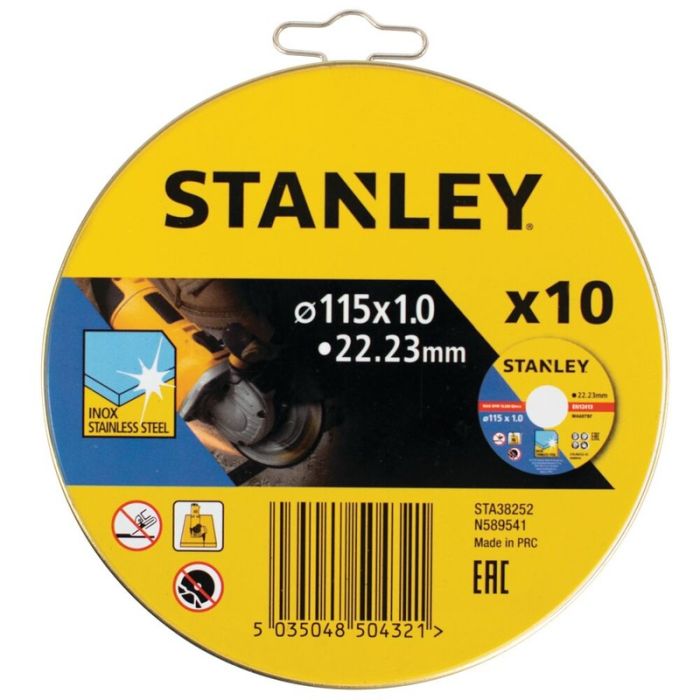 STANLEY - Disc abraziv pentru taiere inox 115x22.23x1mm, in cutie metalica, 10 bucati [STA38252-XJ]