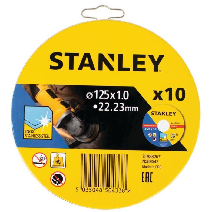 STANLEY - Disc abraziv pentru taiere inox 125x22.23x1mm, in cutie metalica, 10 bucati [STA38257-XJ]