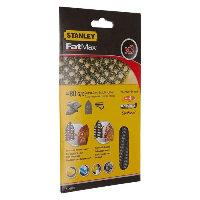 STANLEY - Foi abrazive P80, multi-sander velcro, 3 bucati [STA39092-XJ]