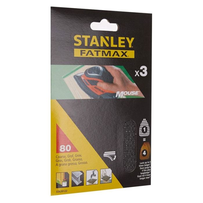 STANLEY - Foi abrazive P80, mouse velcro, 3 bucati [STA39122-XJ]