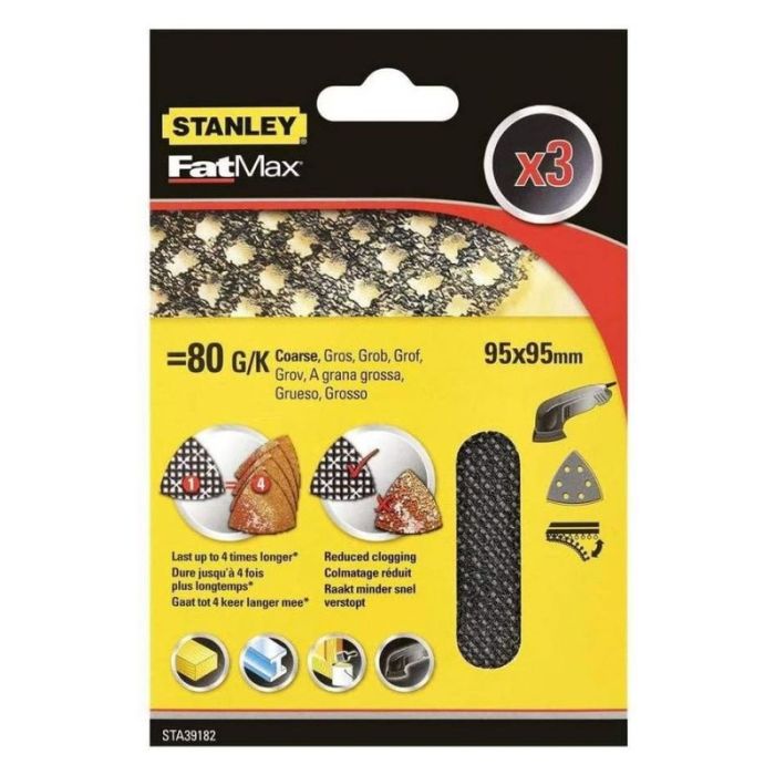 STANLEY - Foi abrazive P80, delta velcro, 3 bucati [STA39182-XJ]