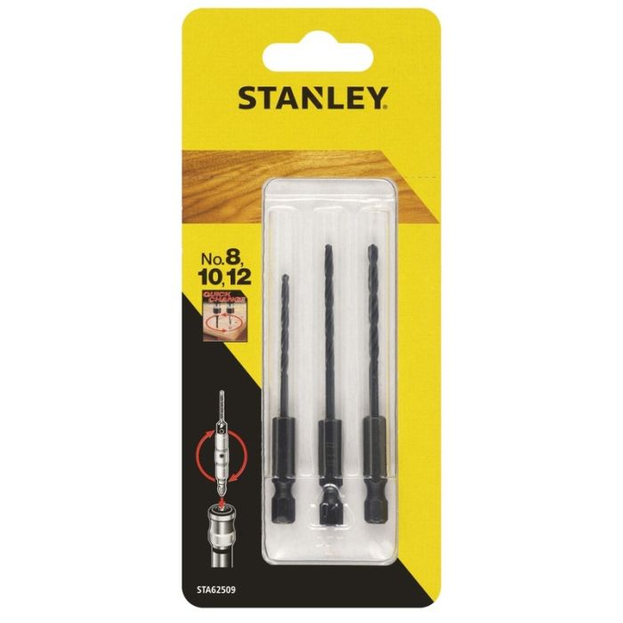 STANLEY - Adaptoare + burghie de ghidare, de 4, 5, 6mm, no.8,10 si 12 [STA62509-XJ]