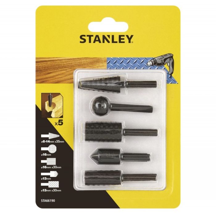 STANLEY - Freze pentru lemn si metal 13mm, 5 piese [STA66190-QZ]