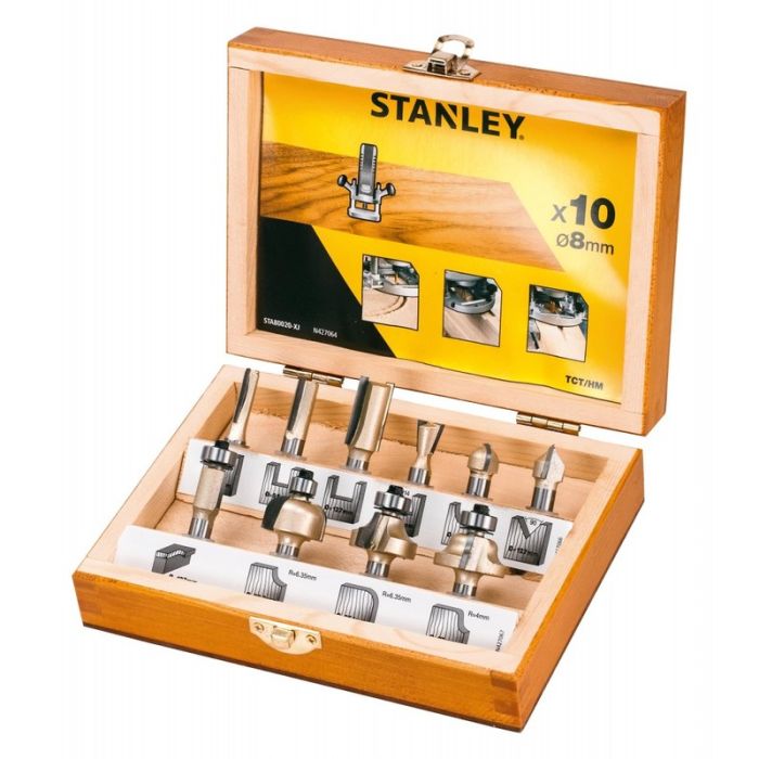 Stanley -Freze TCT pentru lemn, de 8mm, 10 piese [STA80020-XJ]