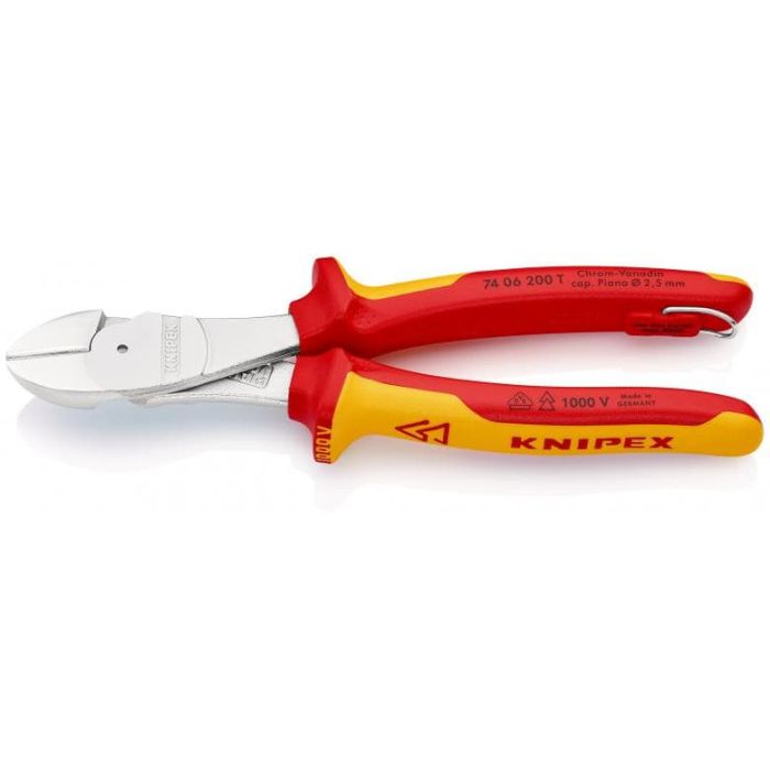 KNIPEX - Cleste cromat cu tais si manere multicomponente/VDE/carlig fixare 200 mm [7406200T]