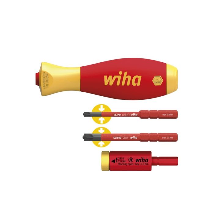 wiha - Surubelnita cu adaptor electric 2970, EasyTorque, 2.0 Nm, cu suport si biti, 4 piese [WH41477]