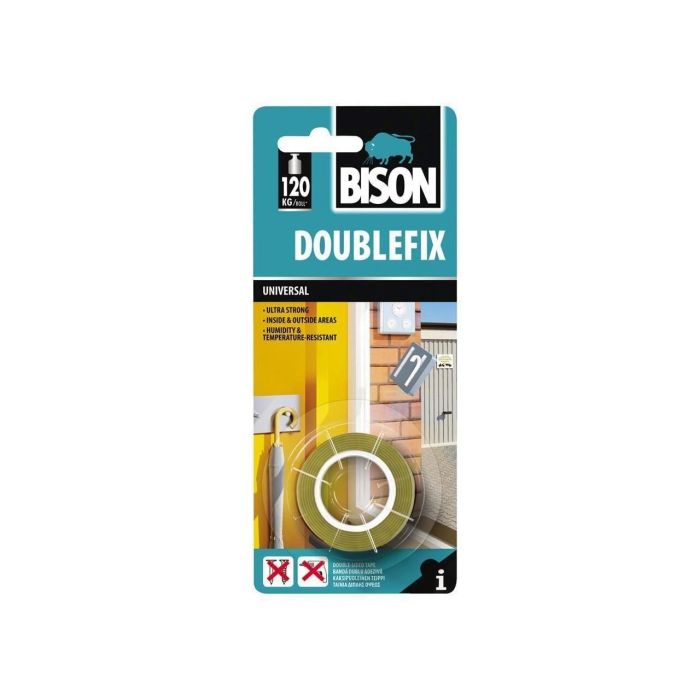 Bison - Bandă dublu adezivă universală pentru exterior Double Fix Universal, 1, 5mx19mm [TMD400054]