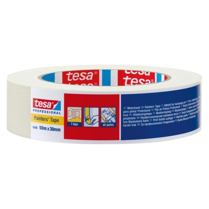 Tesa - Banda de mascare 4348, bej, 50mm, 50m [04348-00019-03]