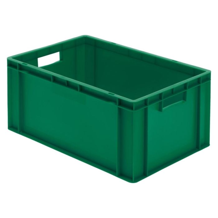 LA-KA-PE - Cutie stivuibila pentru transport 600x400x270mm, verde, cu orificiu pentru maner