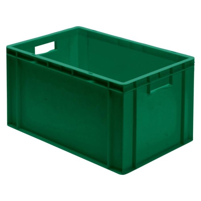 LA-KA-PE - Cutie stivuibila pentru transport 600x400x320mm, verde, cu orificiu pentru maner