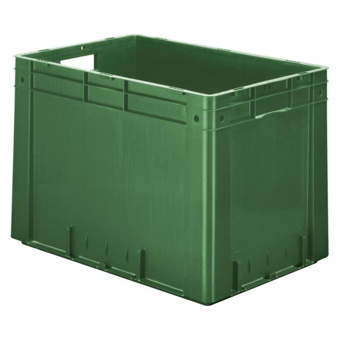 LA-KA-PE - Cutie stivuibila pentru transport 600x400x420mm, verde, maxim 700kg cu orificiu pentru maner