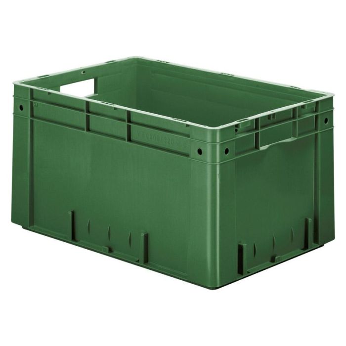 LA-KA-PE - Cutie stivuibila pentru transport 600x400x320mm, verde, maxim 700kg cu orificiu pentru maner