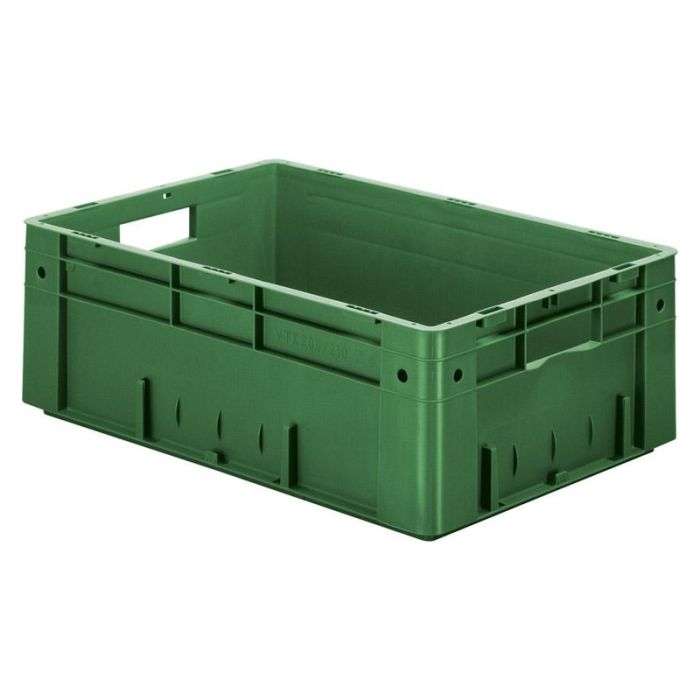 LA-KA-PE - Cutie stivuibila pentru transport 600x400x210mm, verde, maxim 700kg cu orificiu pentru maner