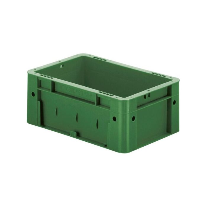 LA-KA-PE - Cutie stivuibila pentru transport 300x200x120mm, verde, maxim 600kg fara orificiu pentru maner