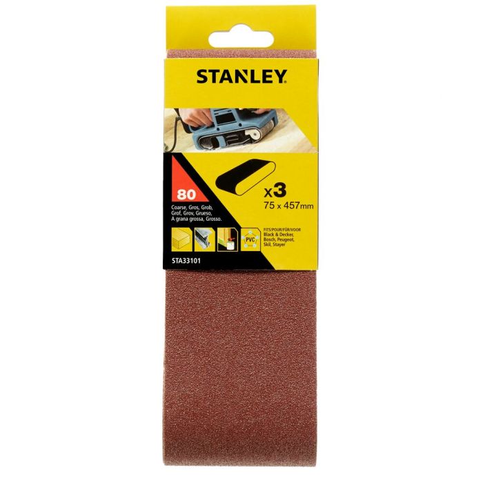 STANLEY - Benzi abrazive pentru slefuit 75x457mm, 80G, 3 bucati [STA33101-XJ]