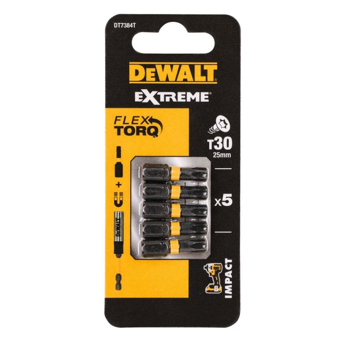 DeWALT - Set 5 biti de insurubat Impact Torsion, T30, 25 mm [DT7384T-QZ]