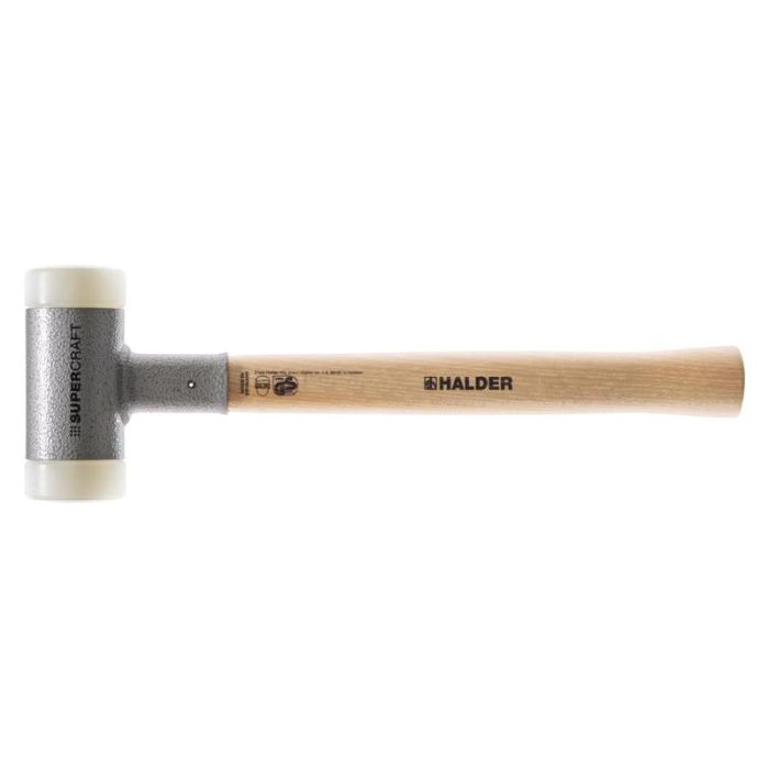 Halder - Ciocan SUPERCRAFT cu capete moi cu reducerea vibratiilor cu maner ergonomic Hickory si lacuit, 35 mm [3366.035]