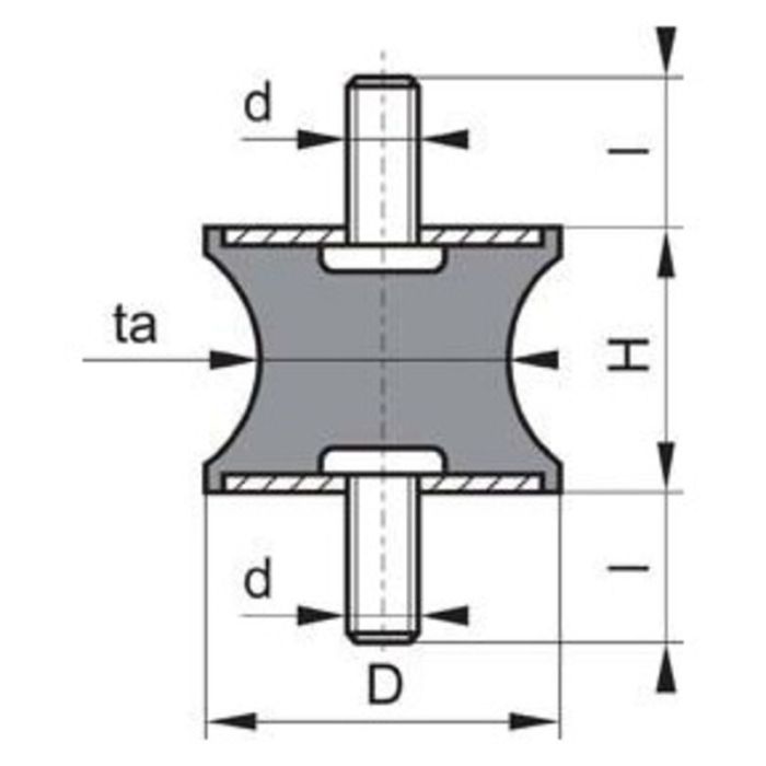 No Name - Tampon cauciuc-metal tip A, 10x10mm, M4x13 [4053569071888]