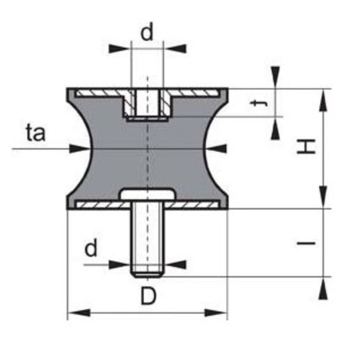 No Name - Tampon cauciuc-metal tip B, 10x10mm, M4x13 [4053569071932]