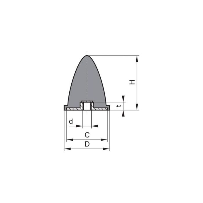 No Name - Tampon cauciuc-metal conic tip E, 10x10mm, M4 [4053569072113]