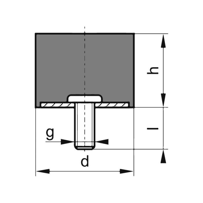 No Name - Tampon cauciuc-metal cilindric tip D, 15x15mm, M5x12 [4053569070812]