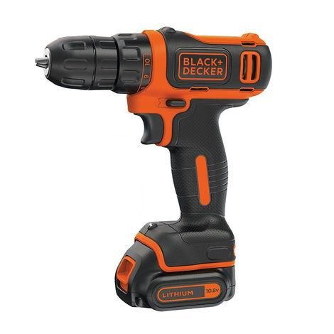 Black+Decker - Masina de gaurit si insurubat cu acumulator, 10.8 V, 1.5 Ah, cuplu 26 Nm, LED [BDCDD12B-QW]