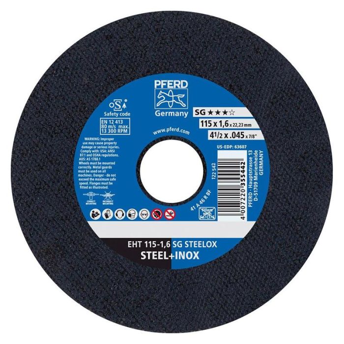 Pferd - Disc de debitatare drept A46RSG-INOX 115x1.6mm [61340422]