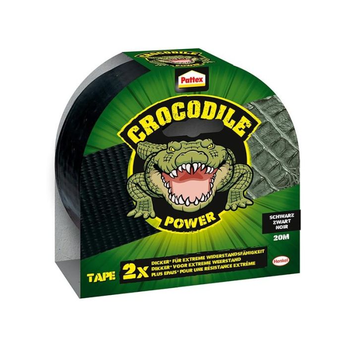 Pattex - Banda adeziva textila Crocodile, negru, 48mm, 20m