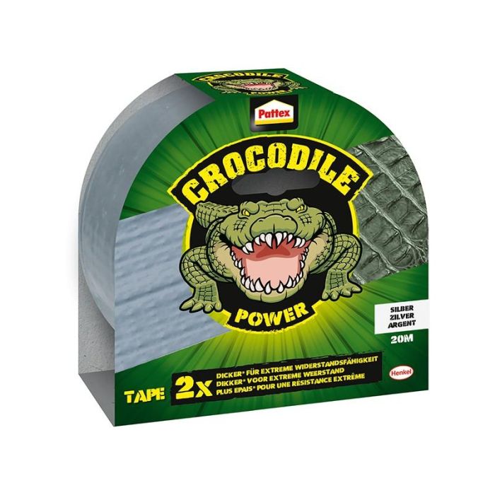 Pattex - Banda adeziva textila Crocodile, gri, 48mm, 20m