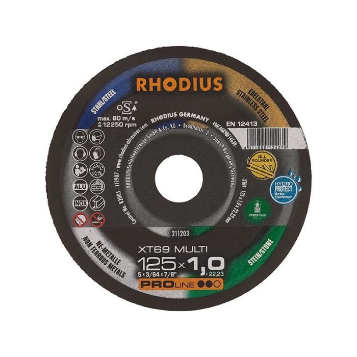 RHODIUS - Disc de taiere XT 69 Multi PRO, 125x1mm [211203]