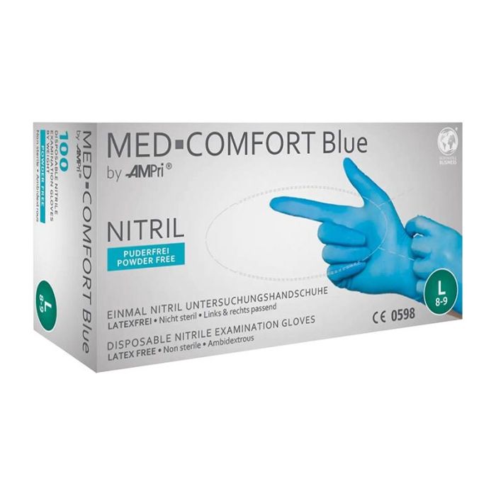 Ampri - Manusi de unica folosinta nitril Med Comfort Blue, albastru, mas. L [01192-L]