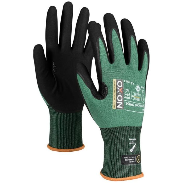 OX-ON - Manusi de protectie impotriva taierii Cut Advanced 9904, verde/negru, mas. 6