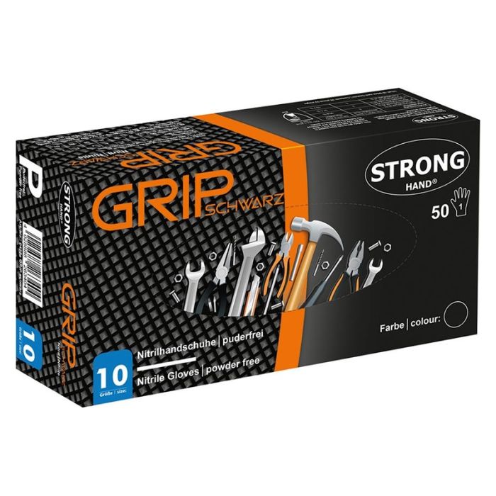 stronghand - Manusi de unica folosinta Grip, nitril, negru, mas. 8, 50 bucati