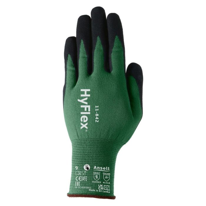 Ansell - Manusi Hyflex 11-842, verde/negru, mas. 11