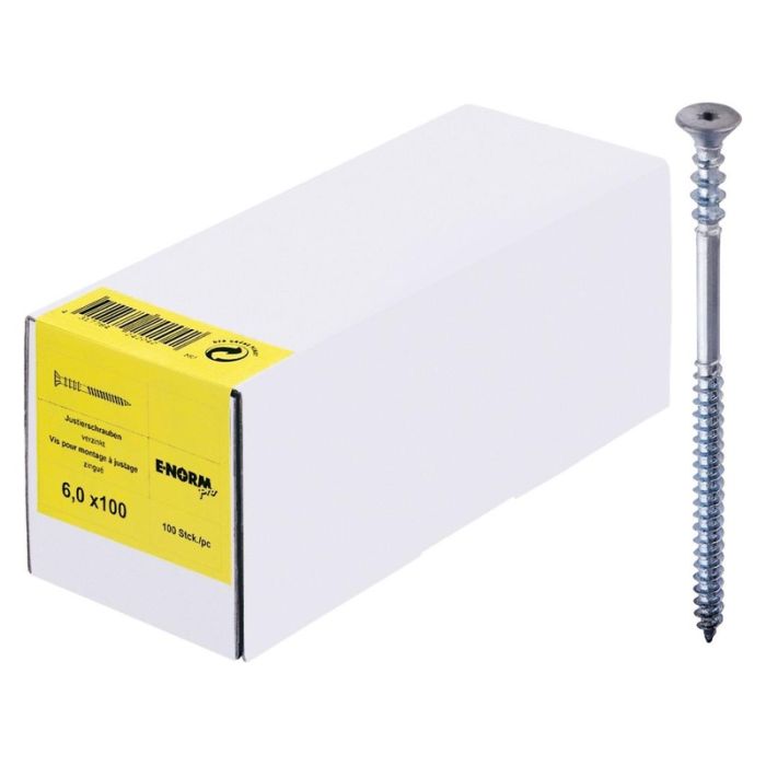 E-NORMpro - Surub de reglare pentru lemn 6x60, cap inecat TX25, ZA [4317784242004]