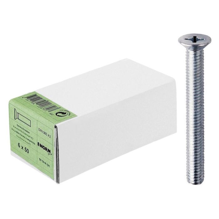 E-NORMpro - Surub metric M5x25, cap inecat PH2, DIN965, Inox A2 [4317784226622]