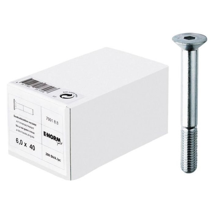 E-NORMpro - Surub metric M6x60/18, cap inecat imbus SW4, DIN7991-8.8, ZA [4317784187039]