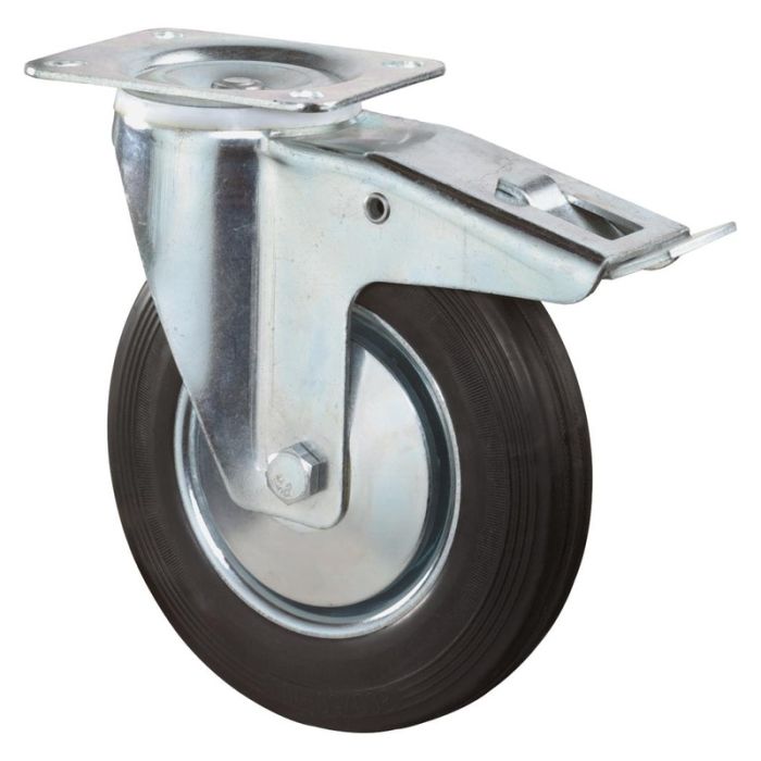 BS Rollen - Rota pivotanta 100mm placa l420.b55, cauciuc negru, fixa l420.b55.101 [L420.B55.101]