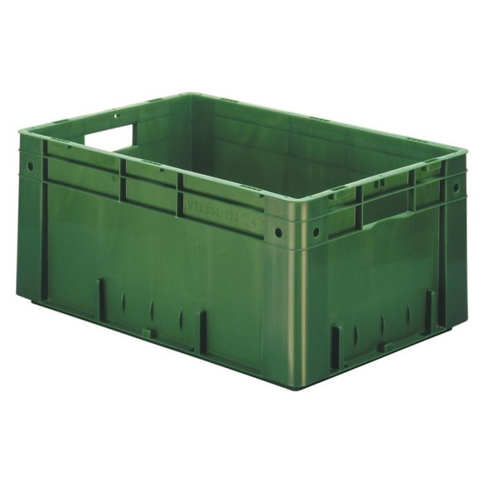 LA-KA-PE - Cutie stivuibila pentru transport 600x400x270mm, verde, maxim 700kg cu orificiu pentru maner