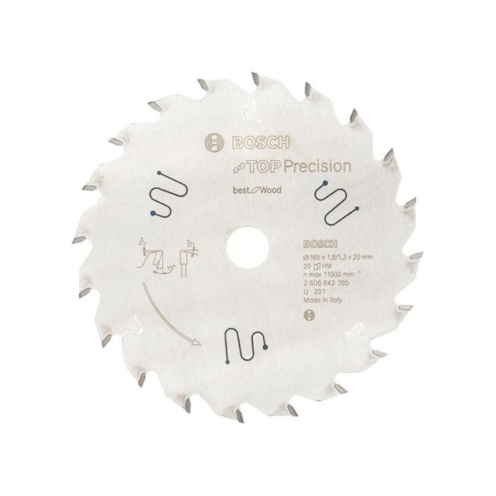 BOSCH - Panza fierastrau circular HM Top Precision Wood, 165x1.8x20mm, 20 dinti [2608642385]