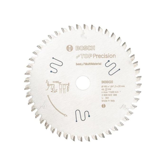 BOSCH - Panza fierastrau circular HM Top Precision MultiMat, 165x1.8/1.3x20mm, 48 dinti TF [2608642388]