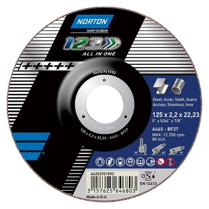 Norton - Disc de taiere si slefuire All in one, 125x2.2x22.23mm [66252921592]