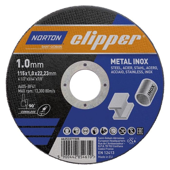 Norton - Disc de taiere metal/inox A60S, 115x1x22.23mm [66253371505]