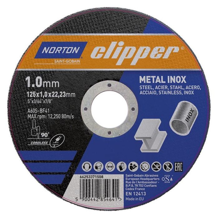 Norton - Disc de taiere metal/inox A60S, 125x1x22.23mm [66253371508]