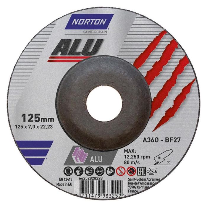 Norton - Disc de polizare aluminiu 125x7x22.23mm [66252828228]