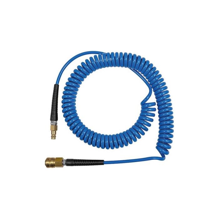 Riegler - Furtun aer comprimat spiralat, albastru, cuplaj si conector, NW 7.2, 10x6.5mm, 10m