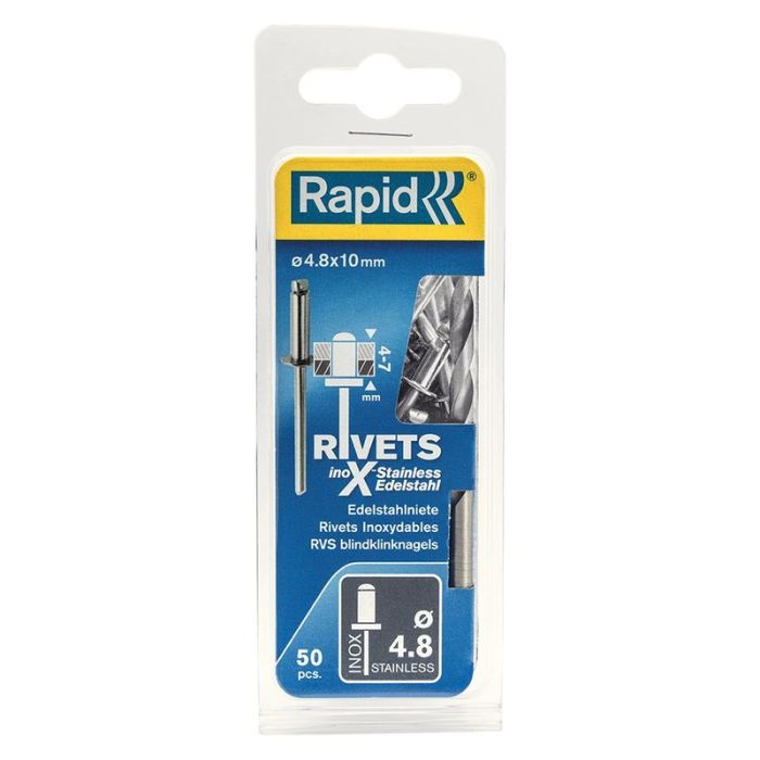 Rapid - Nituri pop Inox 4.8x10mm + burghiu, 50 bucati [4051661013560]