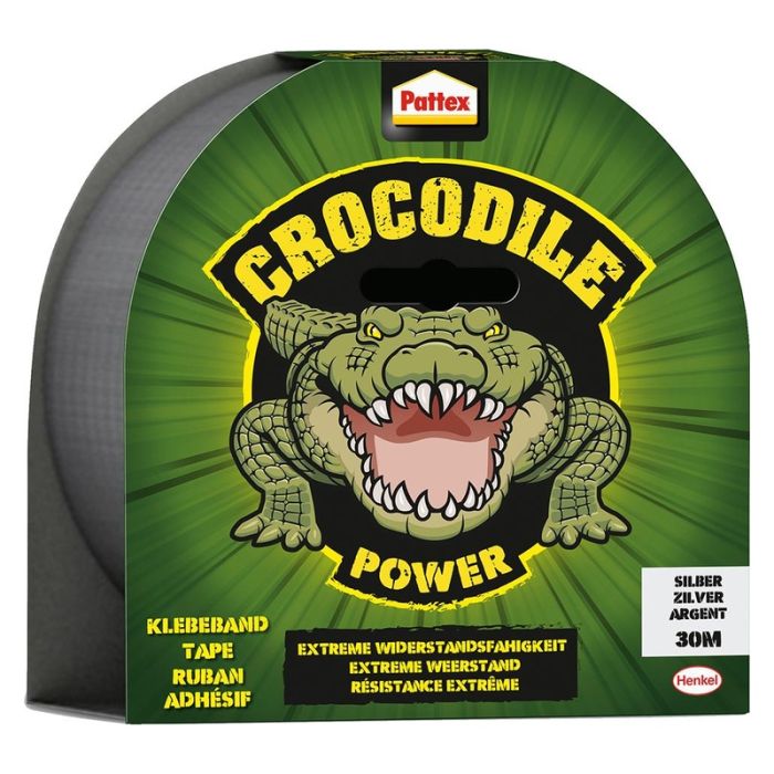 Pattex - Banda adeziva textila Crocodile, gri, 48mm, 10m