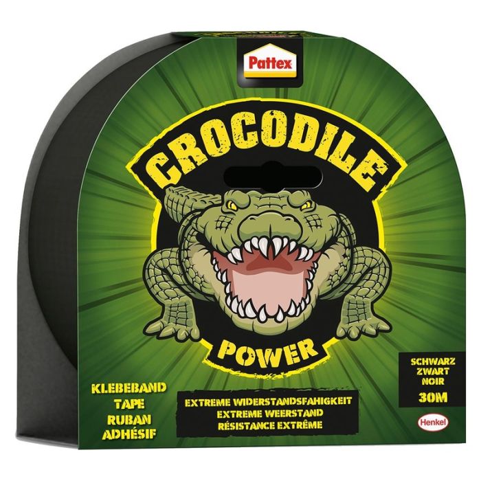 Pattex - Banda adeziva textila Crocodile, negru, 48mm, 10m