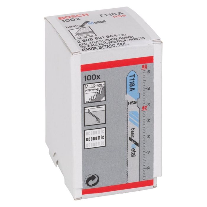 BOSCH - Panza fierastrau vertical pentru metal, T 118 A, 100 bucati [2608631964]